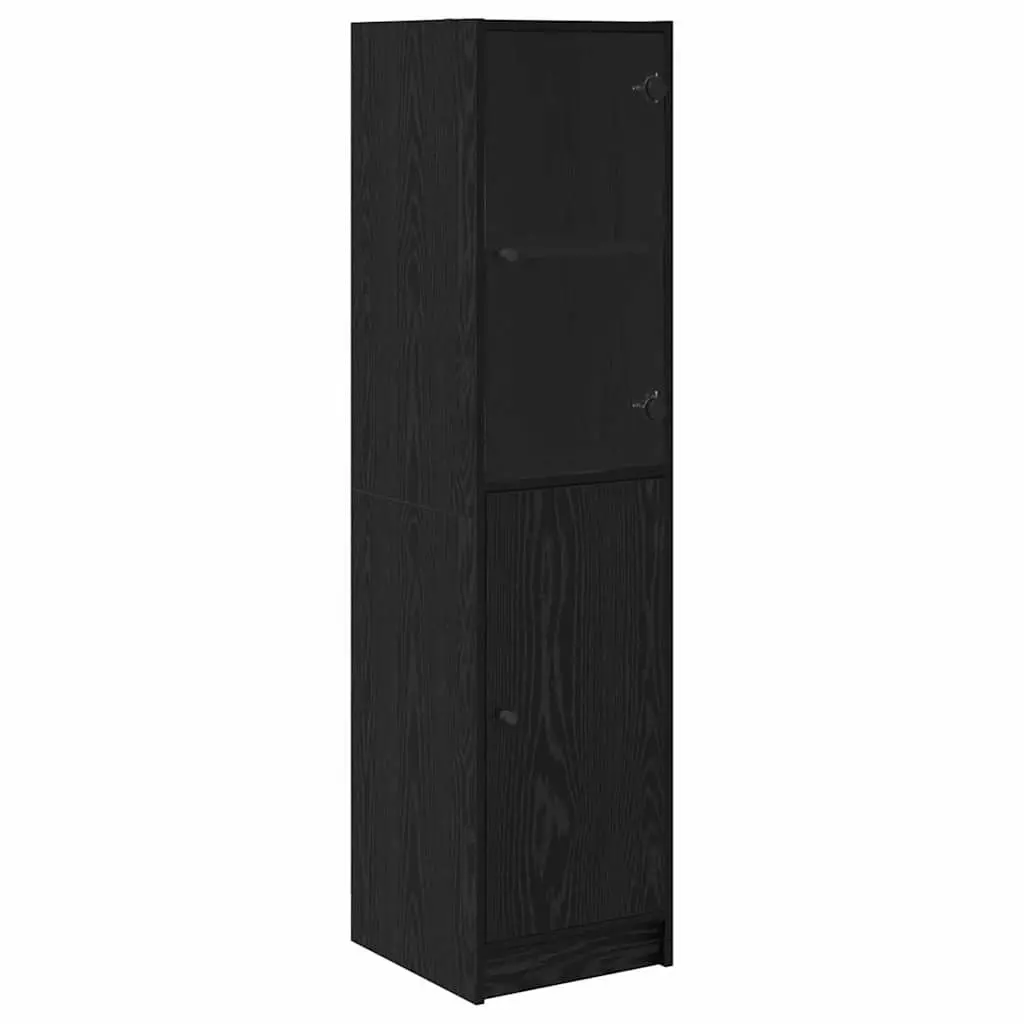 Highboard Storage Cabinet Engineered Wood Black Oak 35 x 37 x 142 cm
