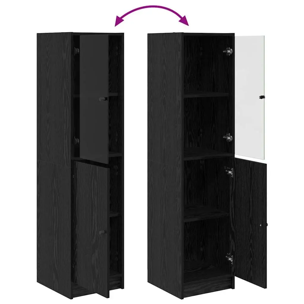 Highboard Storage Cabinet Engineered Wood Black Oak 35 x 37 x 142 cm