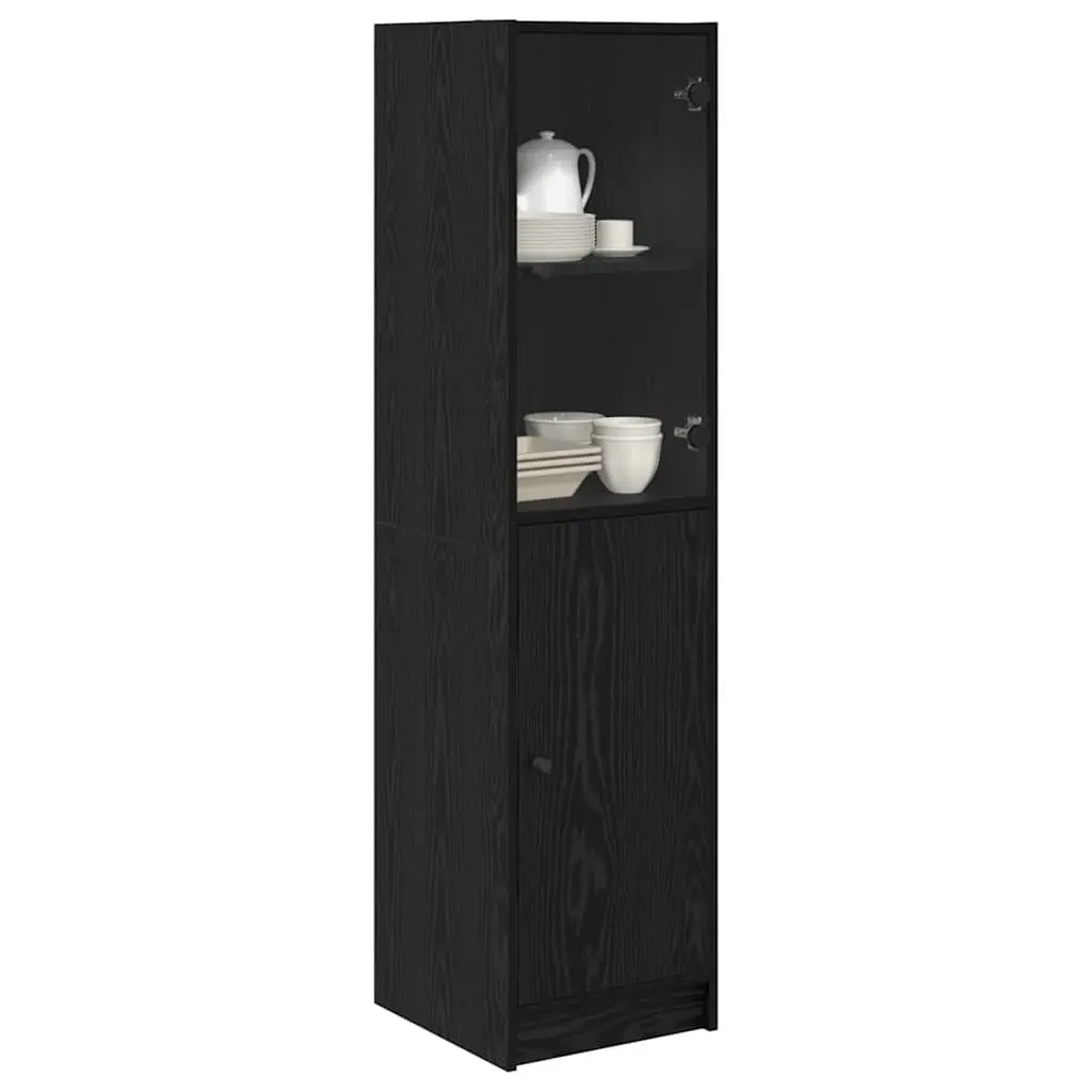 Highboard Storage Cabinet Engineered Wood Black Oak 35 x 37 x 142 cm