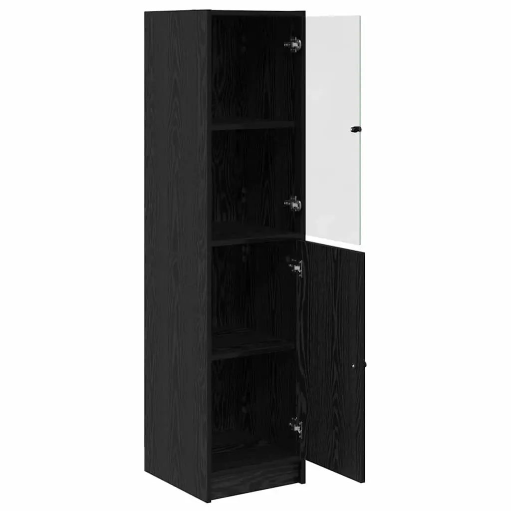 Highboard Storage Cabinet Engineered Wood Black Oak 35 x 37 x 142 cm