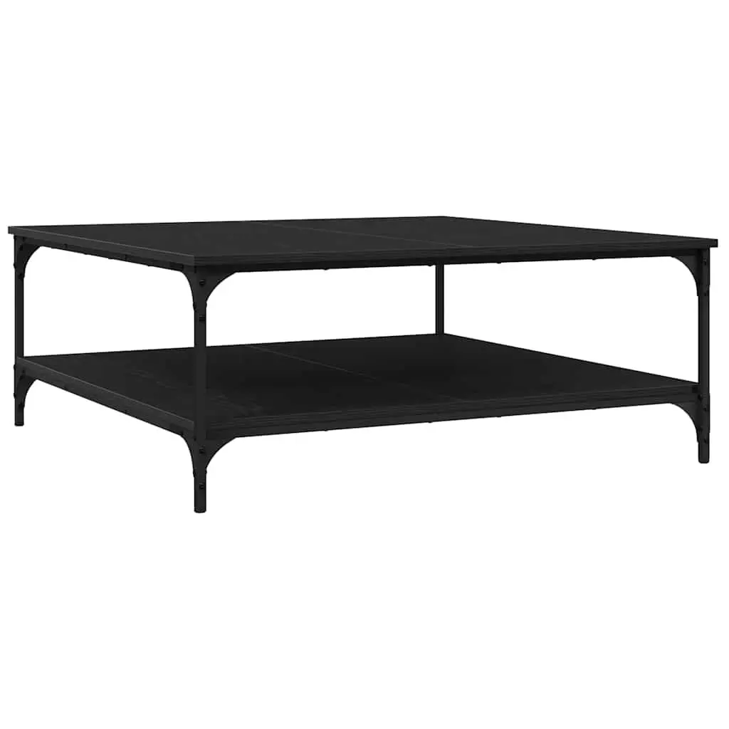 Industrial Coffee Table Black Oak 100x100x40cm Storage Living Room Furniture