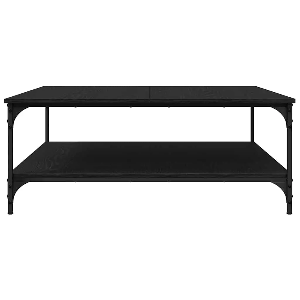 Industrial Coffee Table Black Oak 100x100x40cm Storage Living Room Furniture
