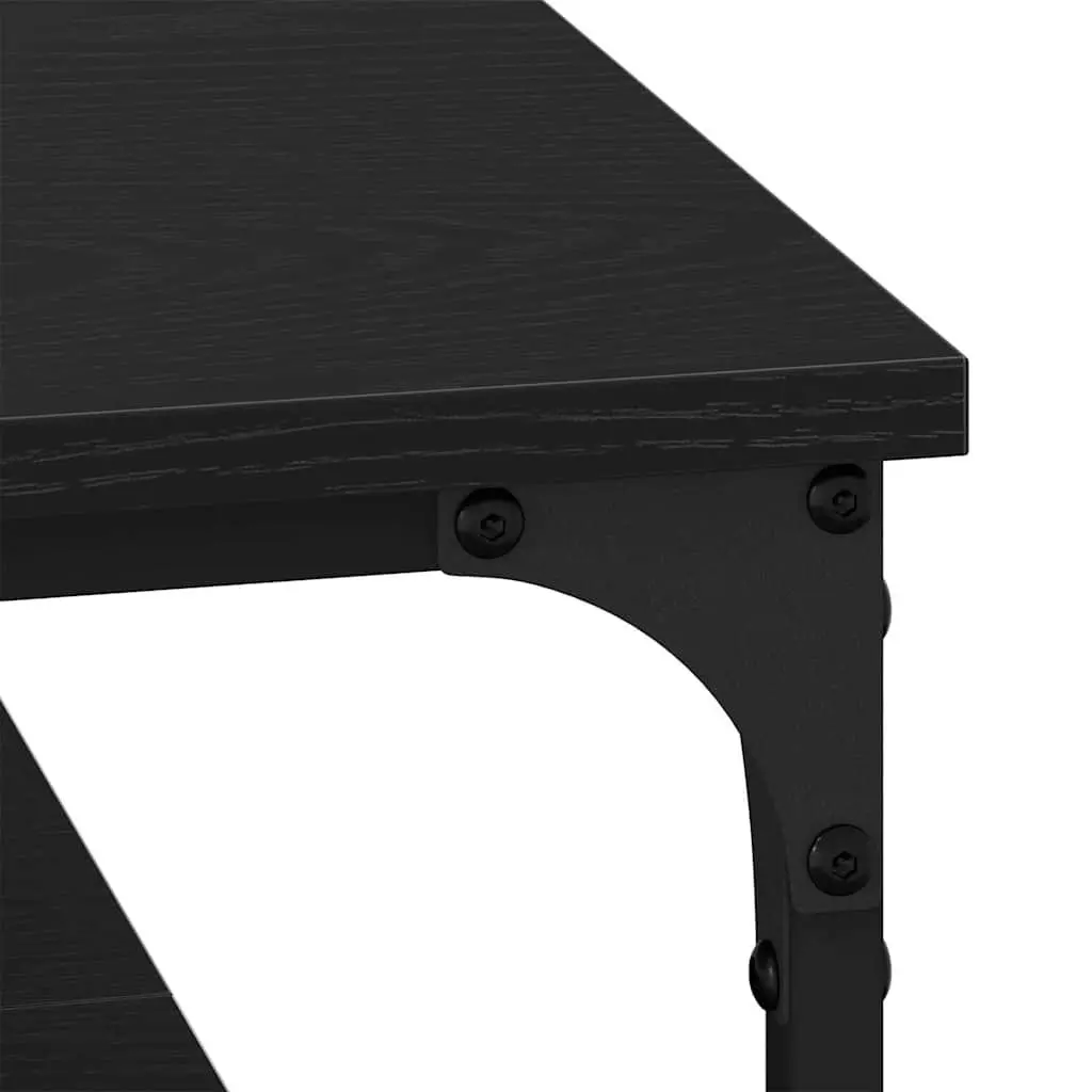 Industrial Coffee Table Black Oak 100x100x40cm Storage Living Room Furniture