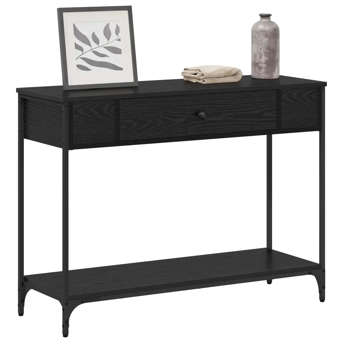 Console Table in Black Oak