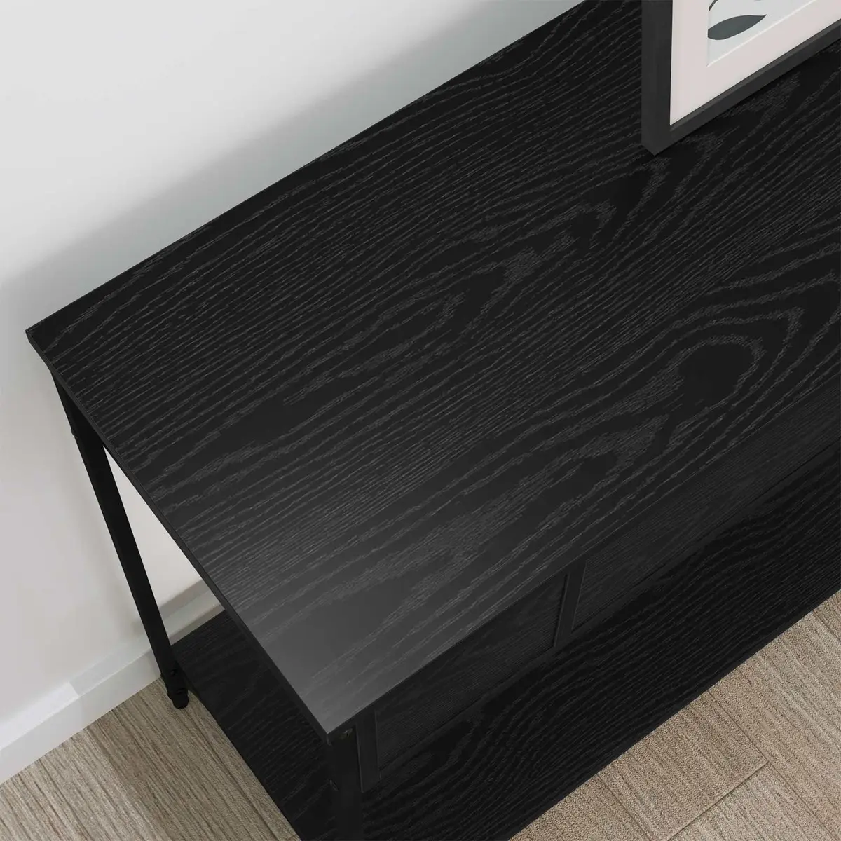 Console Table in Black Oak
