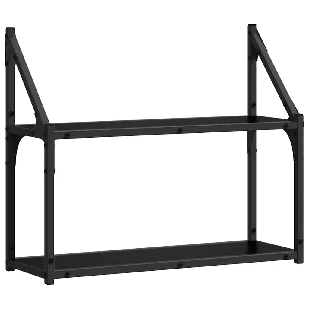 Black Oak Wall Shelf for Displaying Items