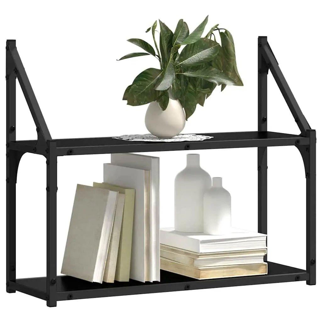 Black Oak Wall Shelf for Displaying Items