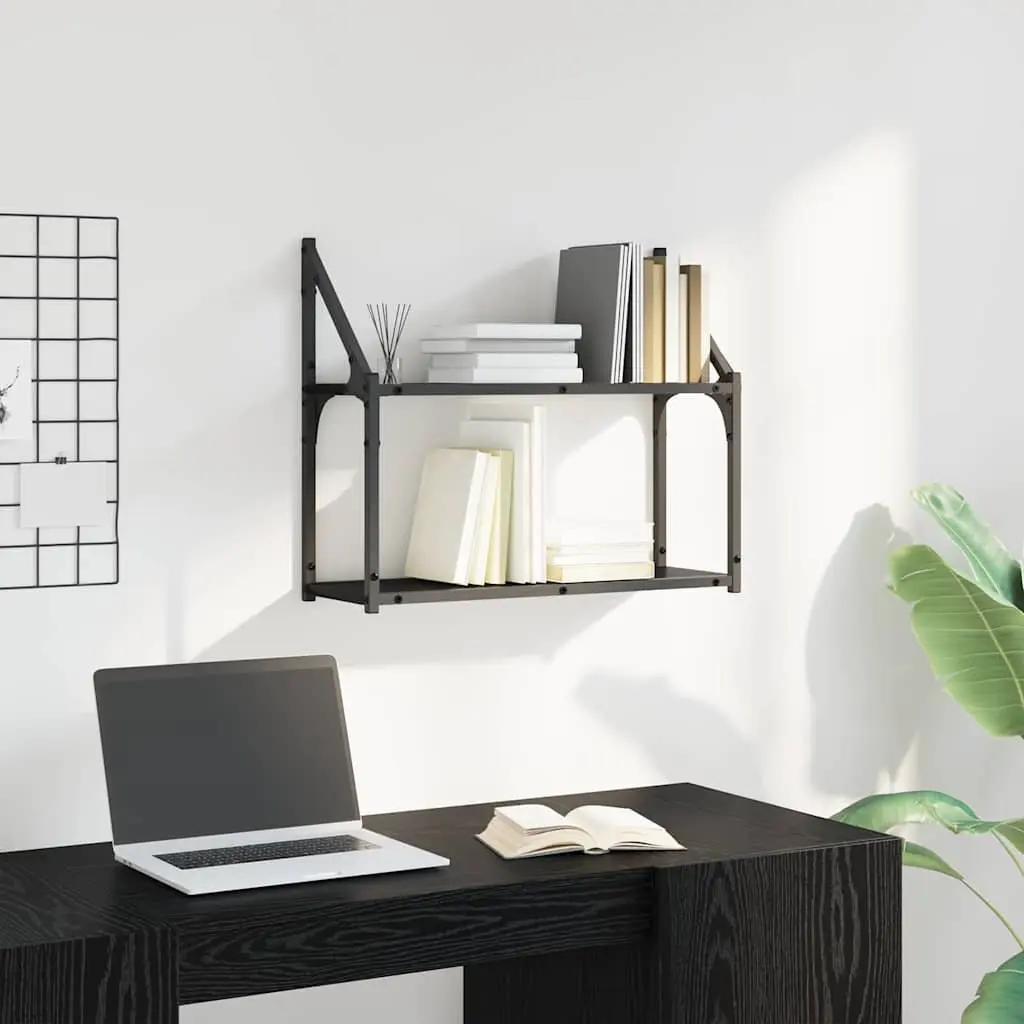 Black Oak Wall Shelf for Displaying Items