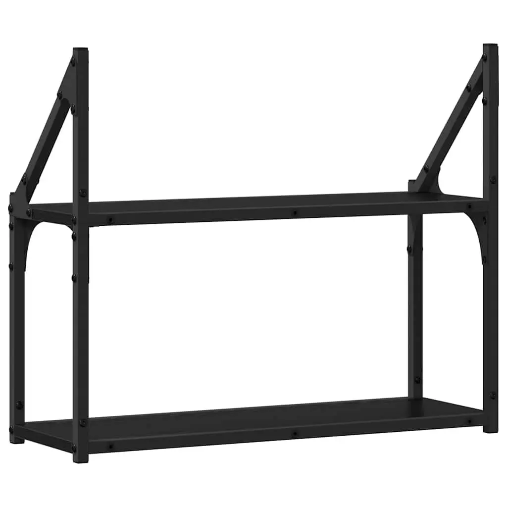 Black Oak Wall Shelf for Displaying Items