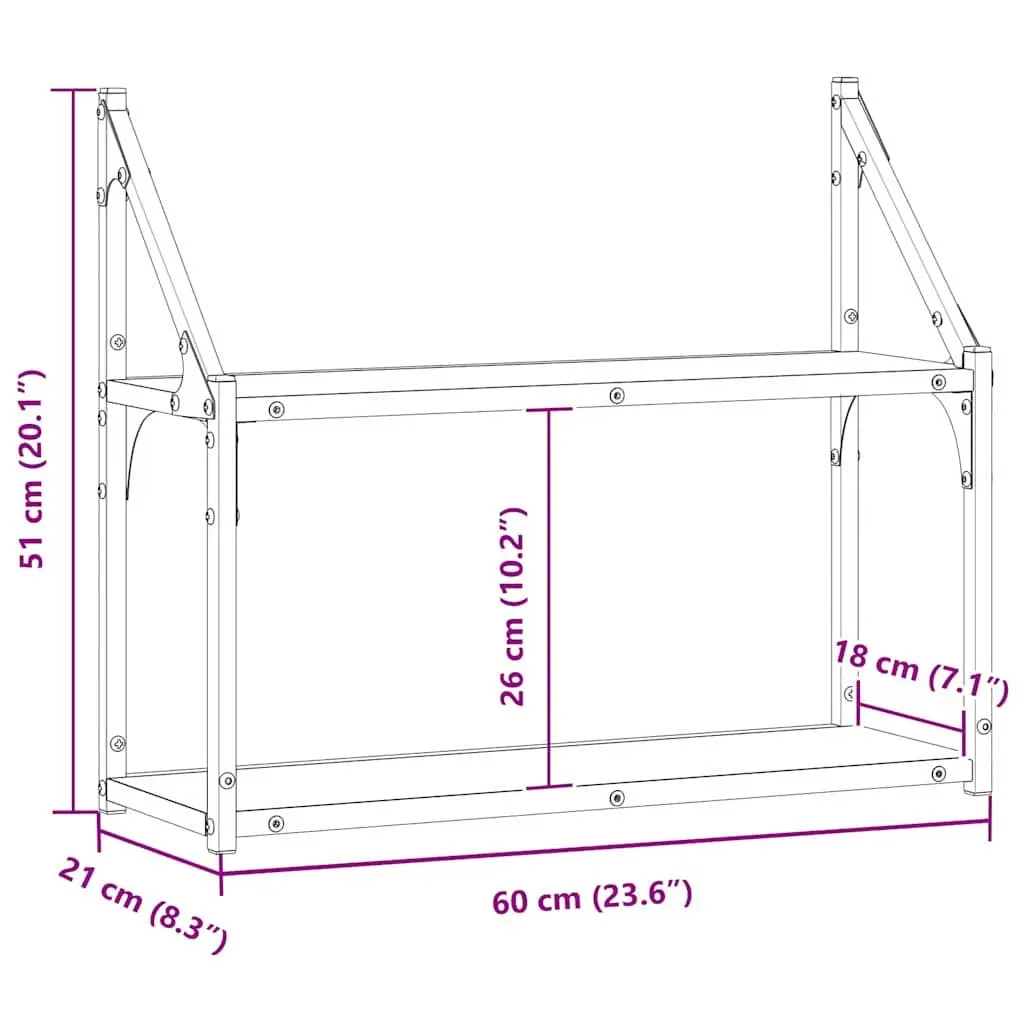 Black Oak Wall Shelf for Displaying Items