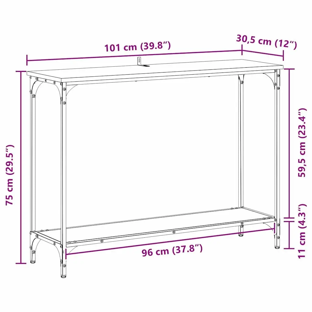 Console Table Black Engineered Wood End Table Hallway Entryway Storage Display