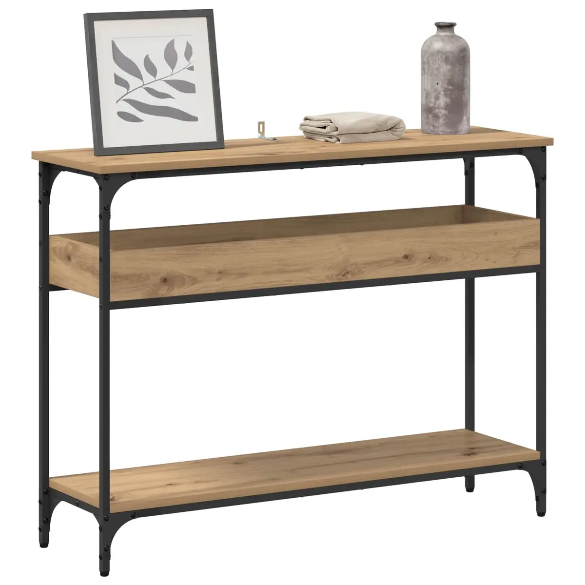 Console Table Industrial Style Engineered Wood Steel Frame 100 x 29 x 75 cm