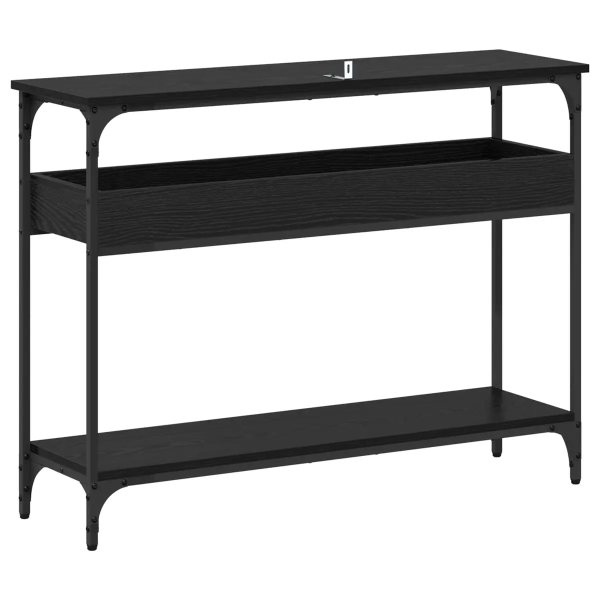 Console Table Black Oak Industrial Design Living Room Hallway Accent Furniture