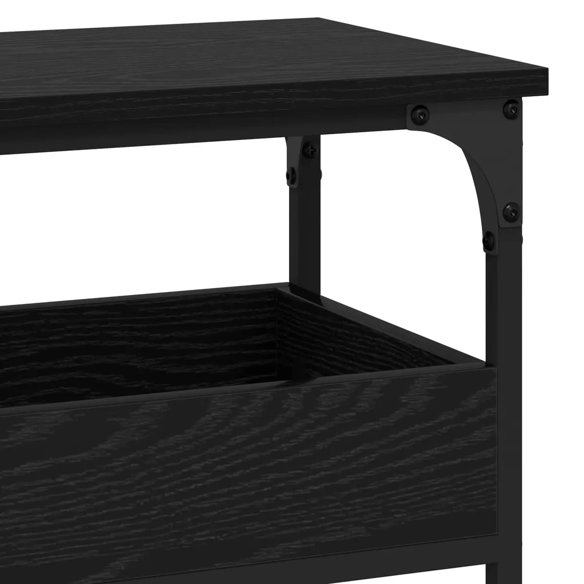 Console Table Black Oak Industrial Design Living Room Hallway Accent Furniture