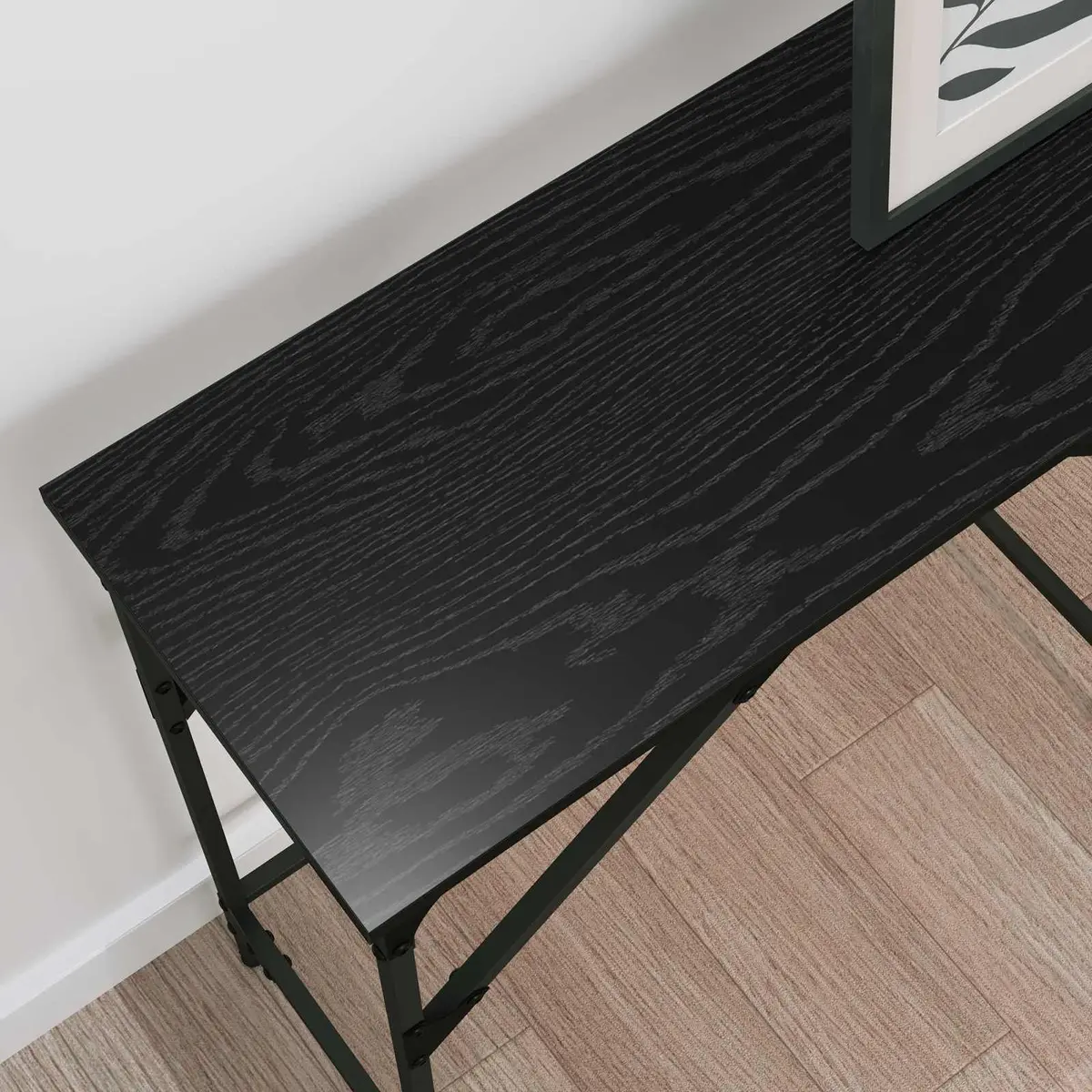 Console Table Black Oak 140cm Industrial Style Engineered Wood Hallway Accent