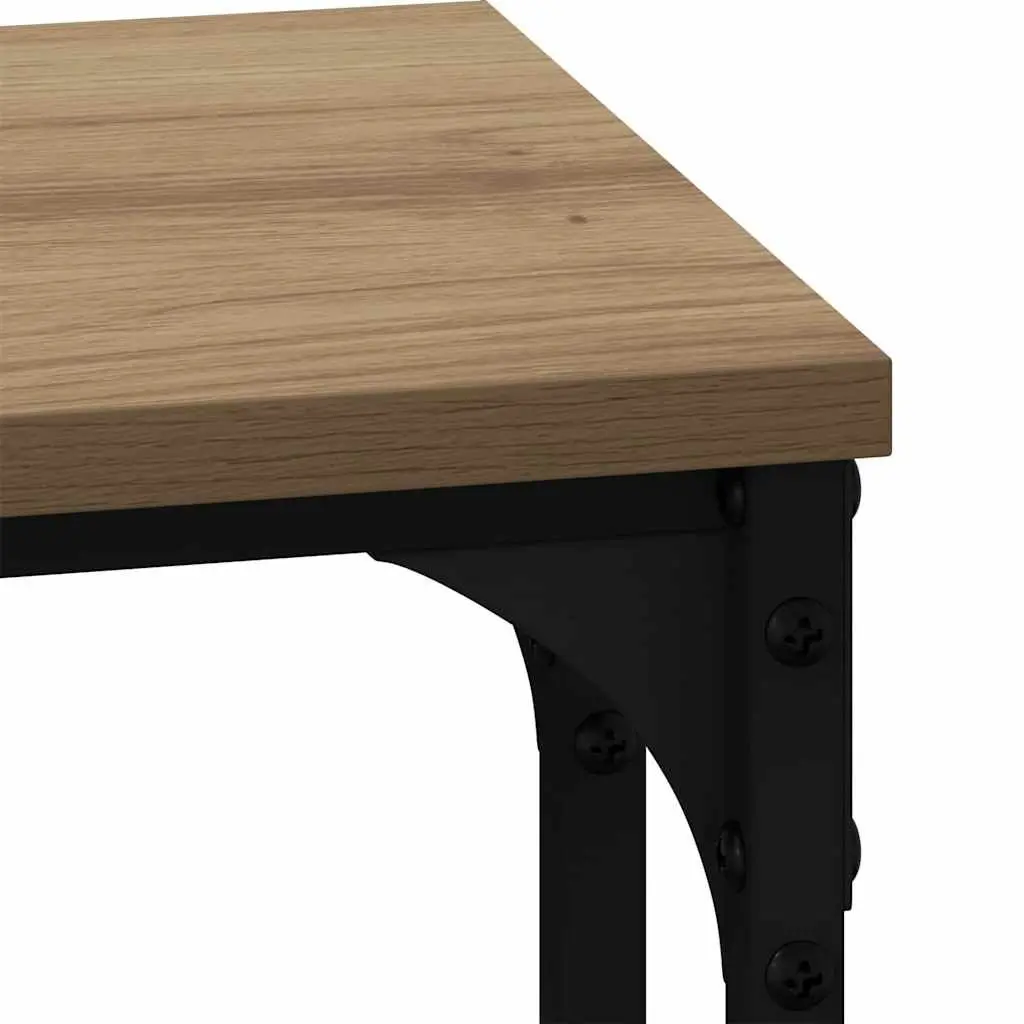 Nesting Coffee Table Set Industrial Style 3 Piece Rectangular Brown with Black Frame