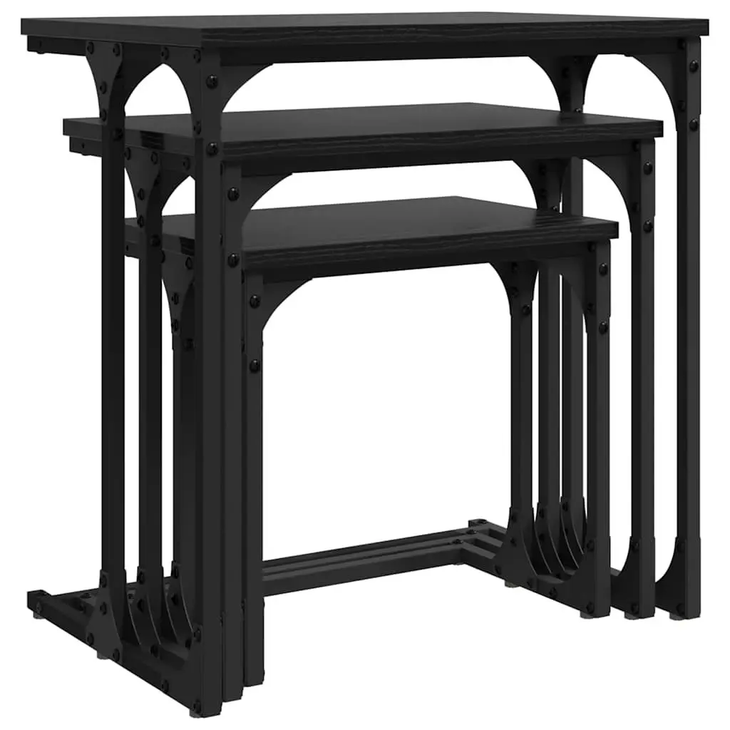 Nesting Coffee Table Industrial Modern 3 Piece Set Black