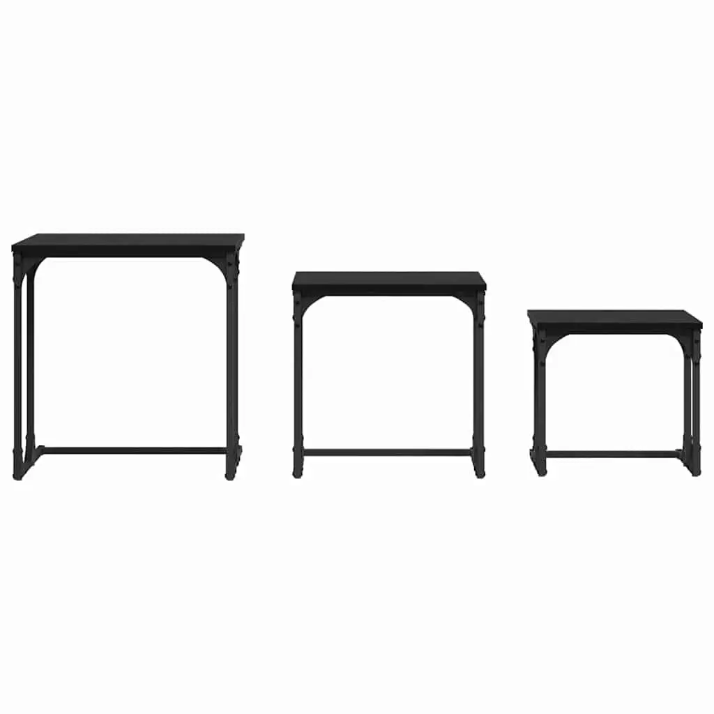 Nesting Coffee Table Industrial Modern 3 Piece Set Black