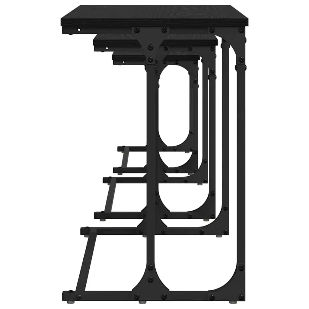 Nesting Coffee Table Industrial Modern 3 Piece Set Black