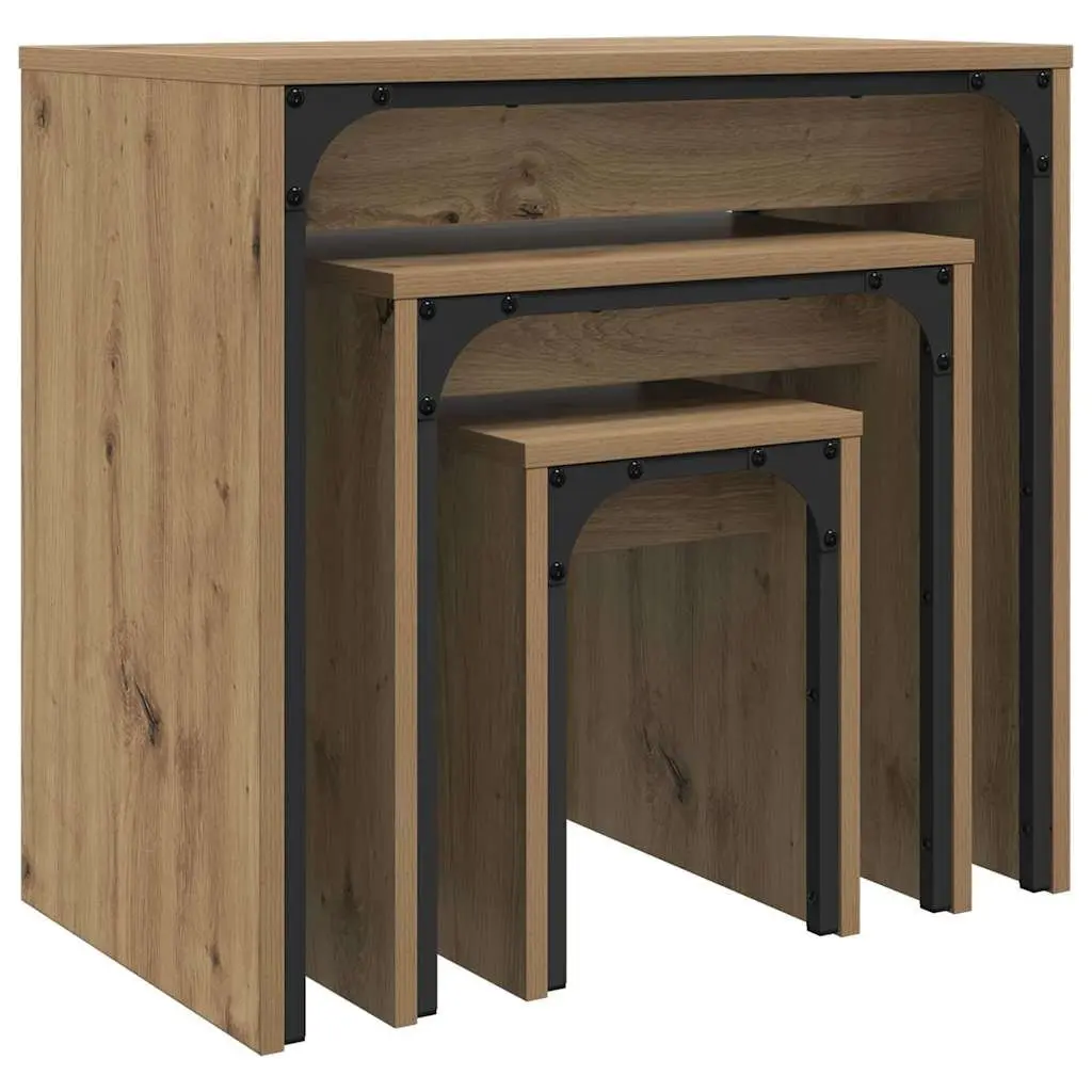 Nesting Coffee Table Set Modern Rectangular 3 Piece Brown