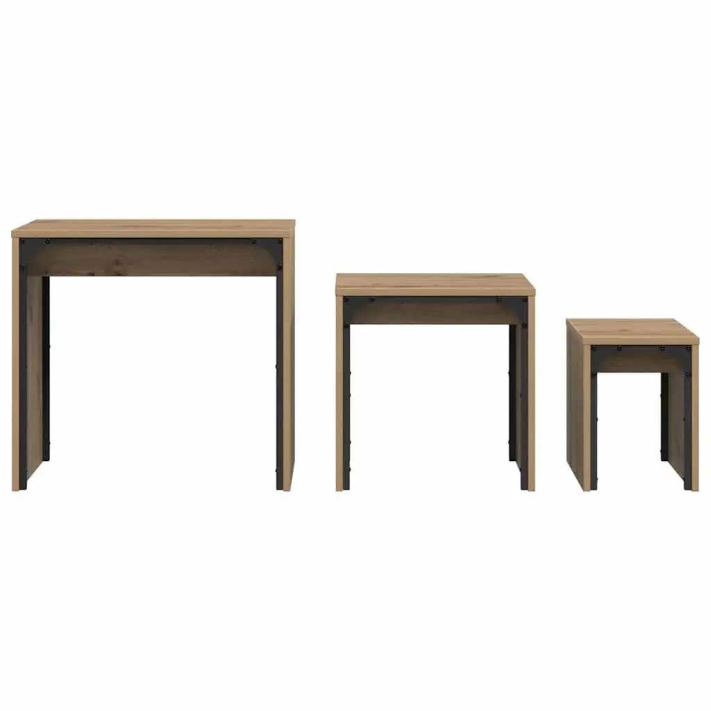 Nesting Coffee Table Set Modern Rectangular 3 Piece Brown