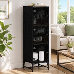 Black Sideboard Modern Storage Cabinet Dining Room Buffet Furniture Engineered