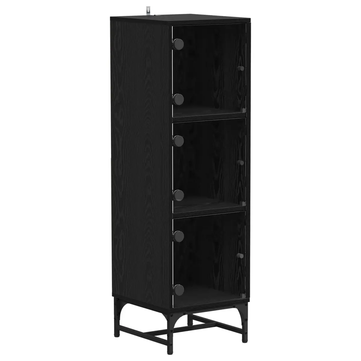 Black Sideboard Modern Storage Cabinet Engineered Wood 35 x 37 x 117 cm