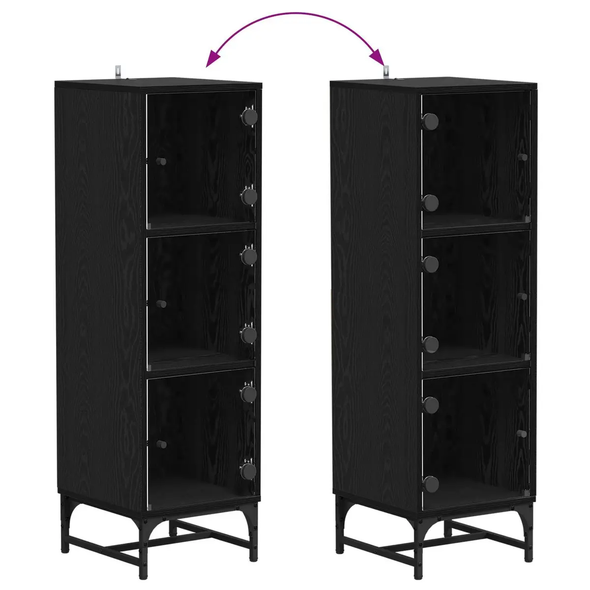 Black Sideboard Modern Storage Cabinet Engineered Wood 35 x 37 x 117 cm