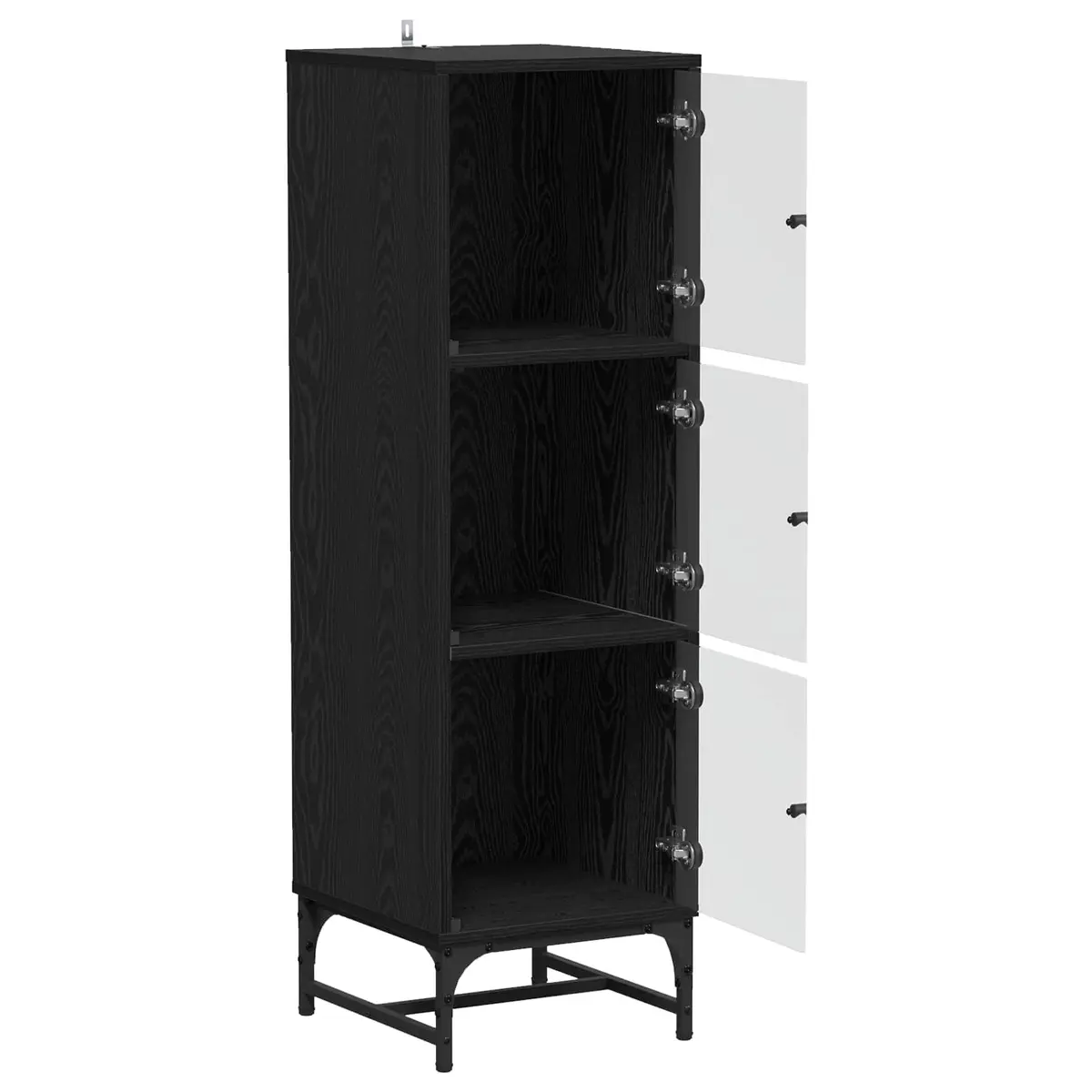 Black Sideboard Modern Storage Cabinet Engineered Wood 35 x 37 x 117 cm