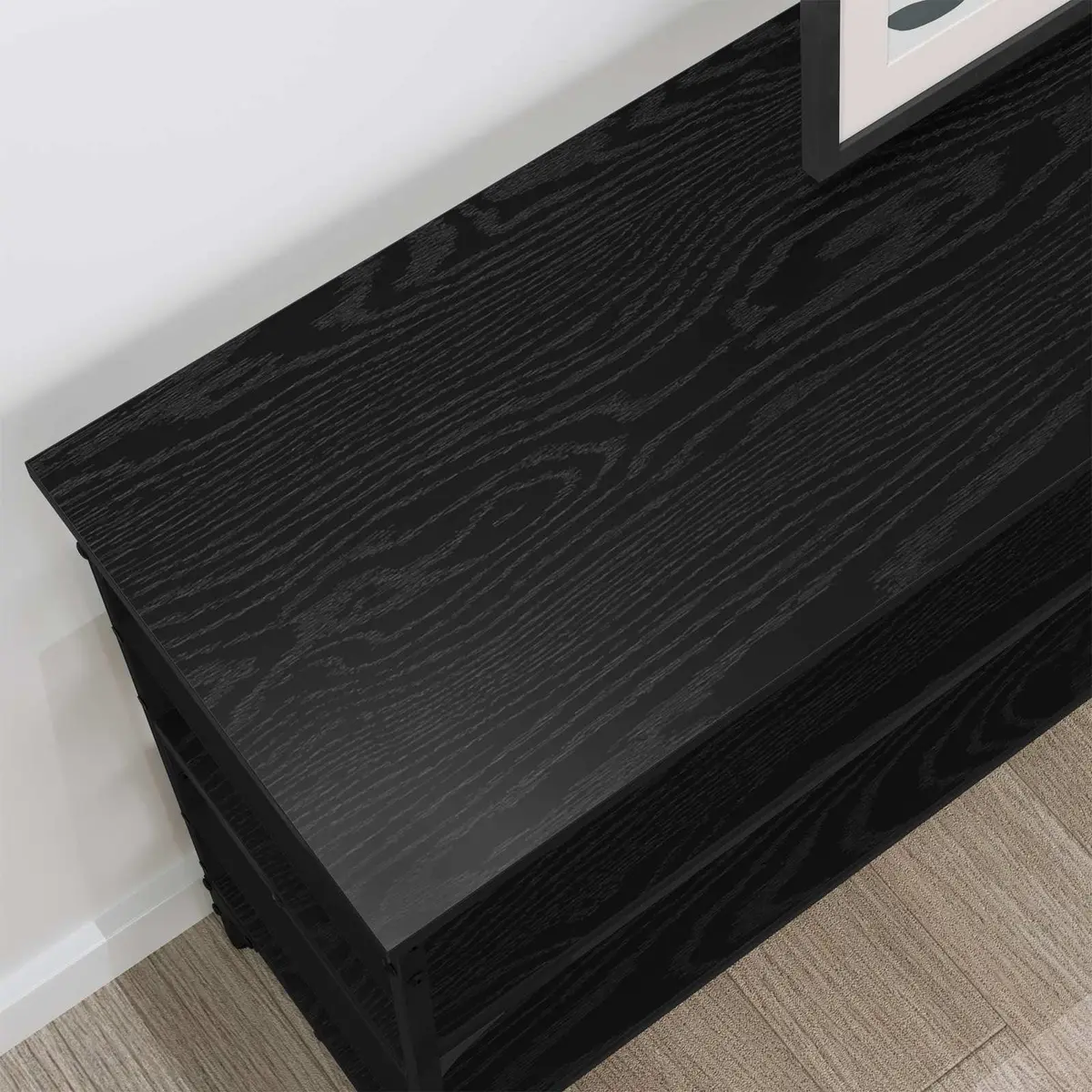Console Table Black Engineered Wood Industrial Style Living Room Accent