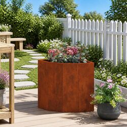 Corner Garden Planter Modern Design Outdoor Patio Space Saving Weathering Steel