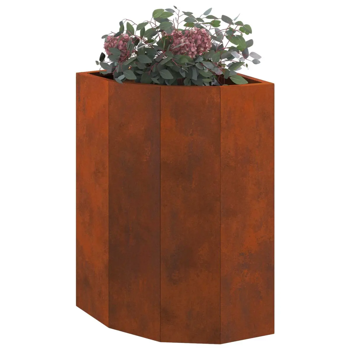 Corner Planter Steel Weathering 30x30x50cm Outdoor Patio