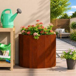 Your Friendly Half Round Garden Planter: Weathering Steel 60x30x50cm