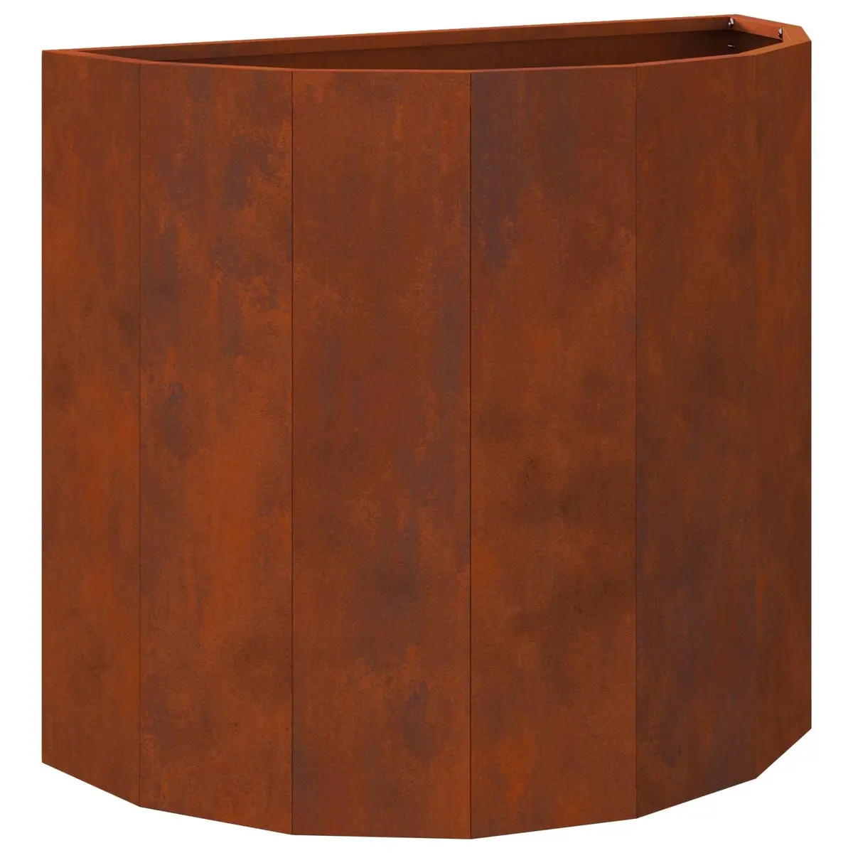 Half Round Garden Planter Outdoor Weathering Steel 60x30x50cm Brown Pot