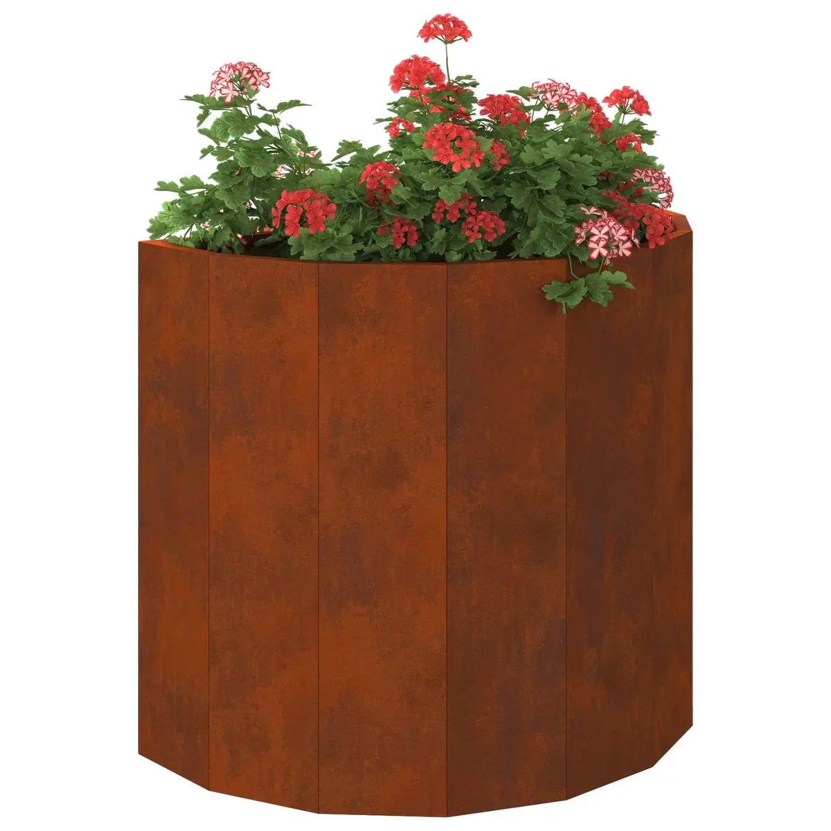 Half Round Garden Planter Outdoor Weathering Steel 60x30x50cm Brown Pot
