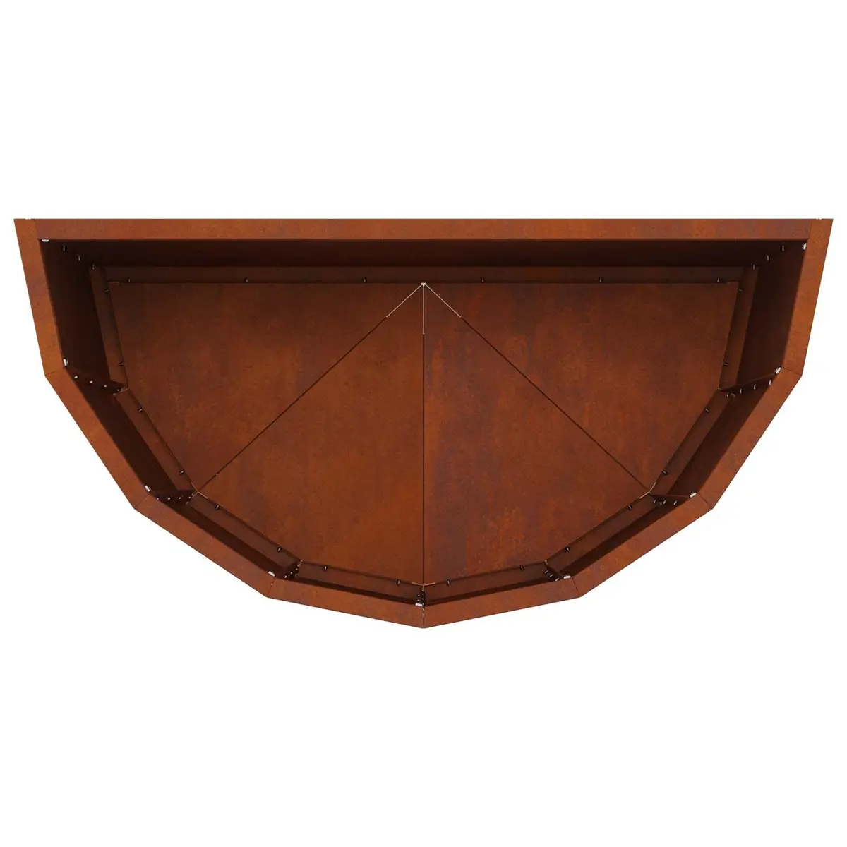 Half Round Garden Planter Outdoor Weathering Steel 60x30x50cm Brown Pot