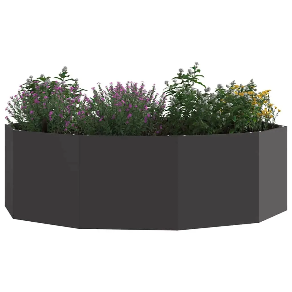 Round Steel Garden Planter Durable Black 120x120x35cm