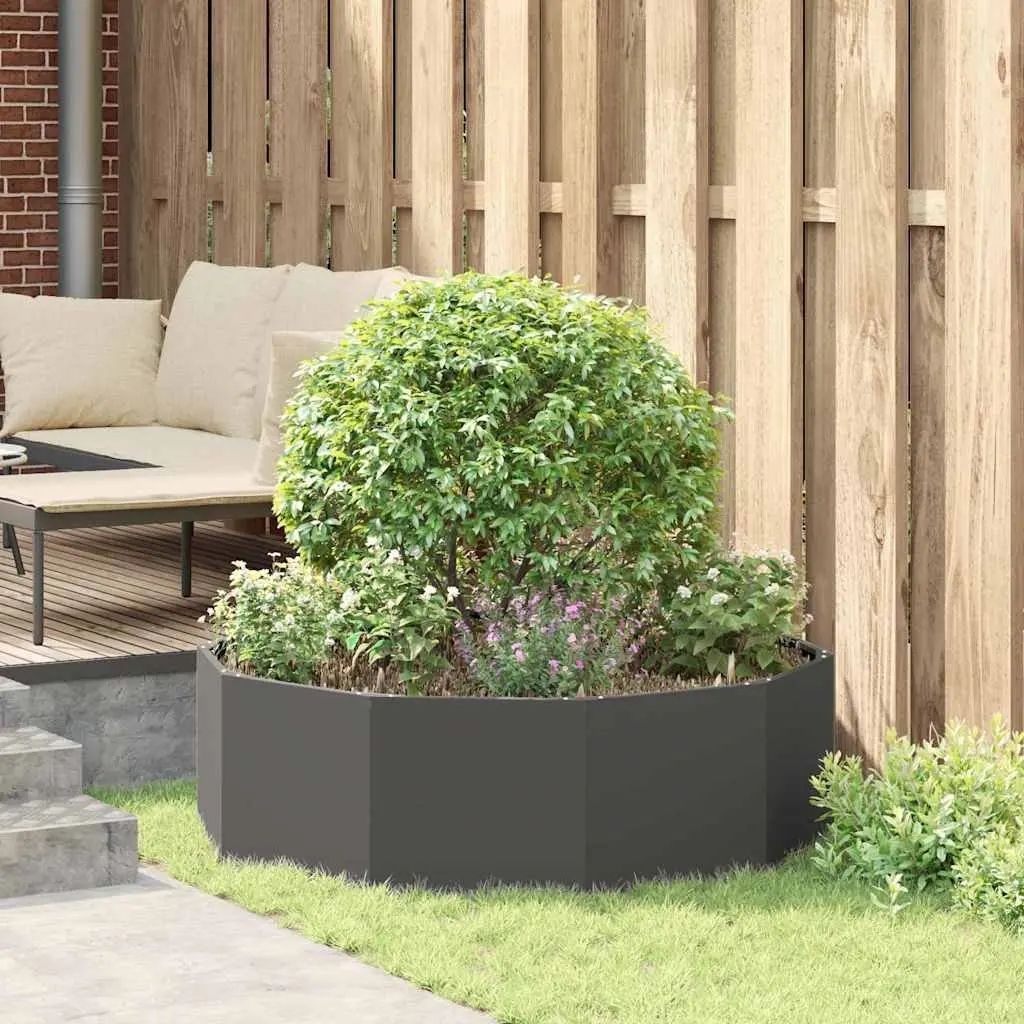 Round Steel Garden Planter Durable Black 120x120x35cm