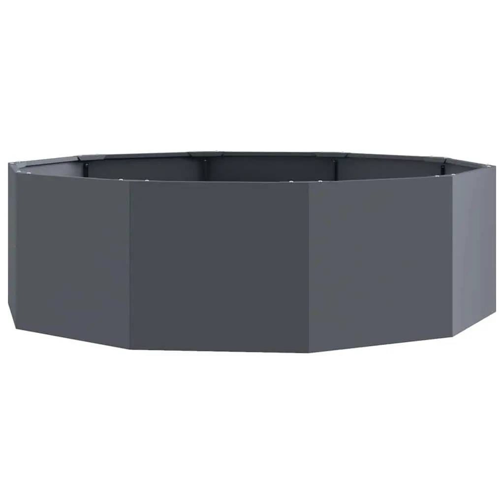 Round Garden Planter Steel Anthracite 120x120x35cm Outdoor Pot