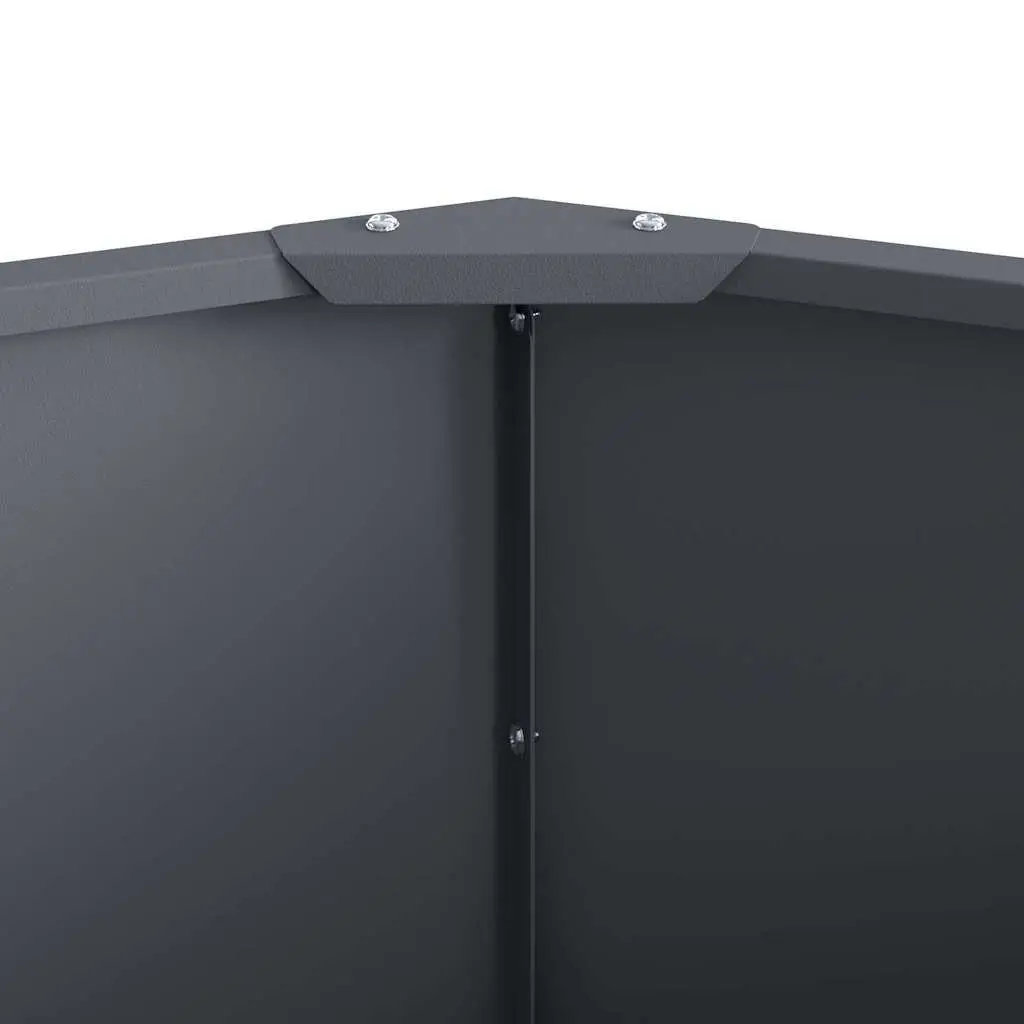 Round Garden Planter Steel Anthracite 120x120x35cm Outdoor Pot