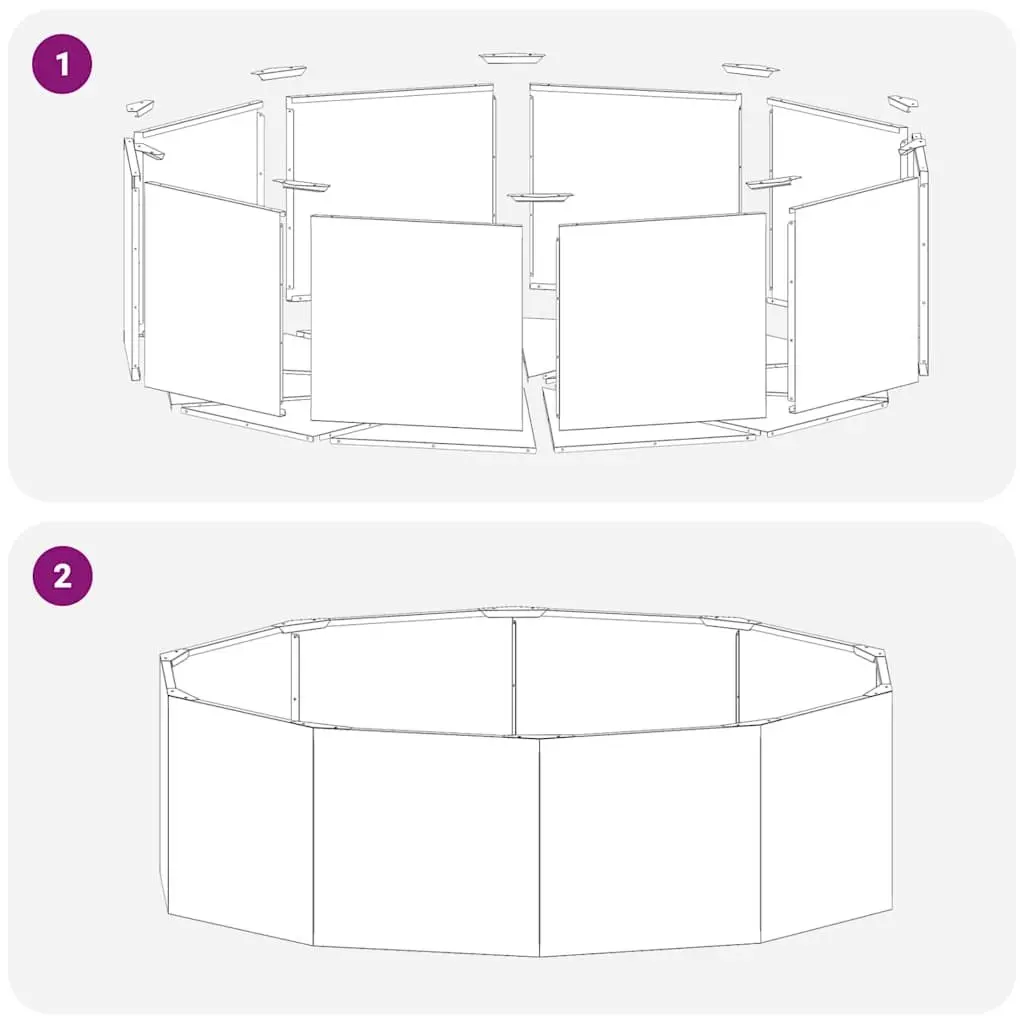 Round Garden Planter Steel Anthracite 120x120x35cm Outdoor Pot
