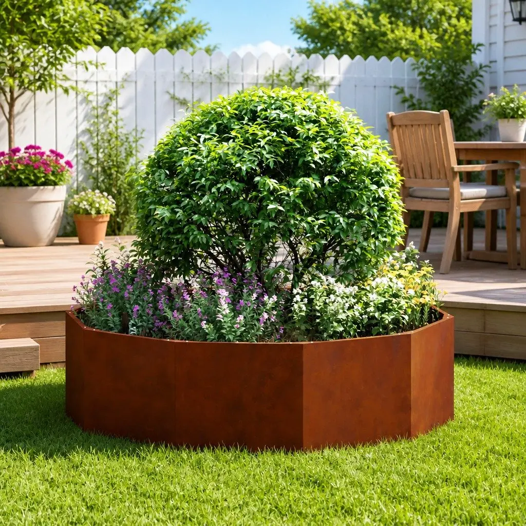 Round Garden Planter Steel 120 x 120 x 35 cm Outdoor