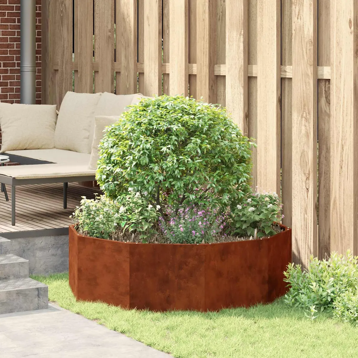 Round Garden Planter Steel 120 x 120 x 35 cm Outdoor