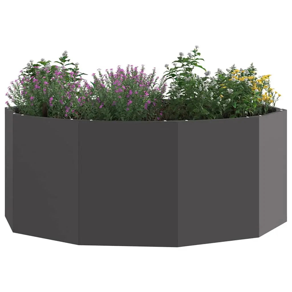 Round Garden Planter Steel Black 90 x 90 x 35 cm Outdoor Patio Terrace Container