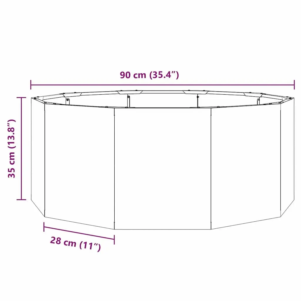 Round Garden Planter Steel Black 90 x 90 x 35 cm Outdoor Patio Terrace Container