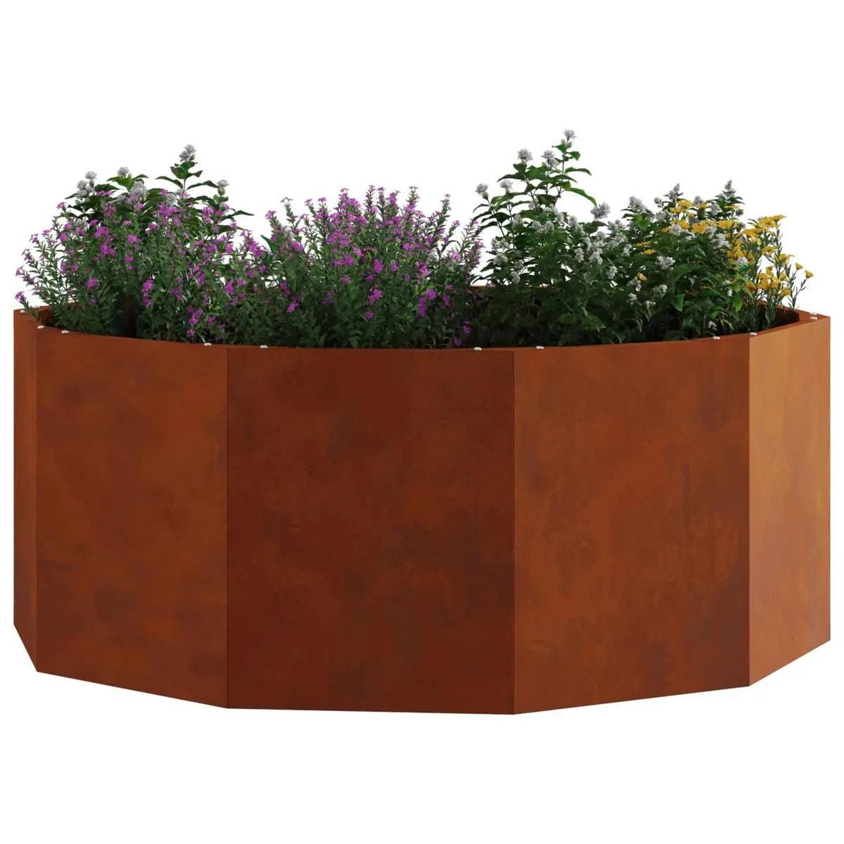 Round Garden Planter Steel Outdoor 90x90x35cm Brown