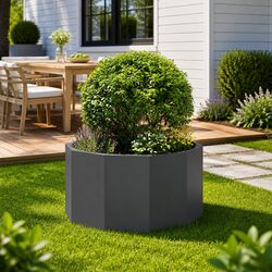 Your Outdoor Haven: Round Steel Planter - Black