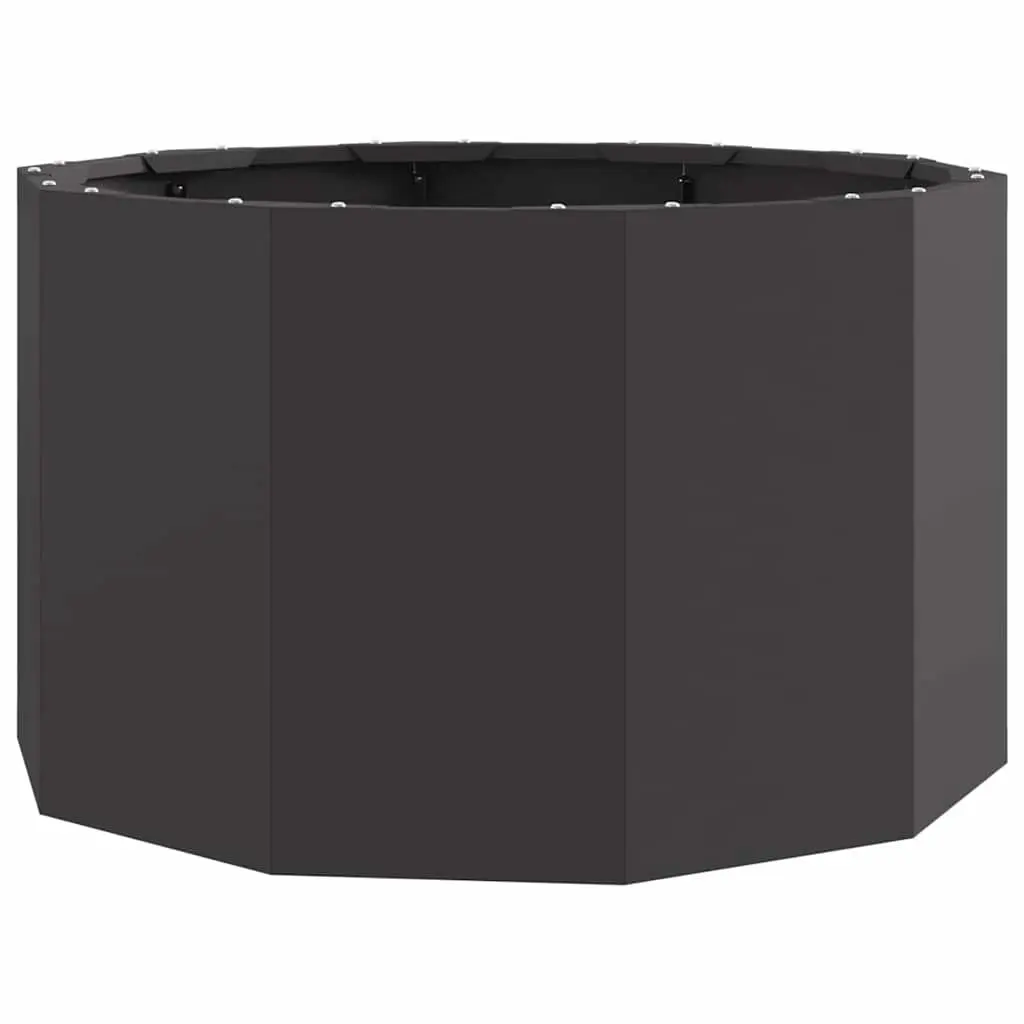 Round Steel Garden Planter Black 60x60x35cm Outdoor Pot