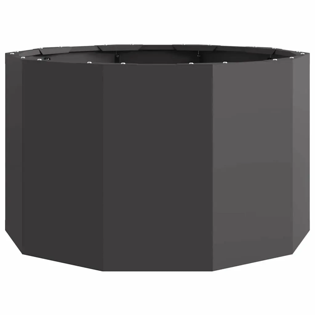 Round Steel Garden Planter Black 60x60x35cm Outdoor Pot