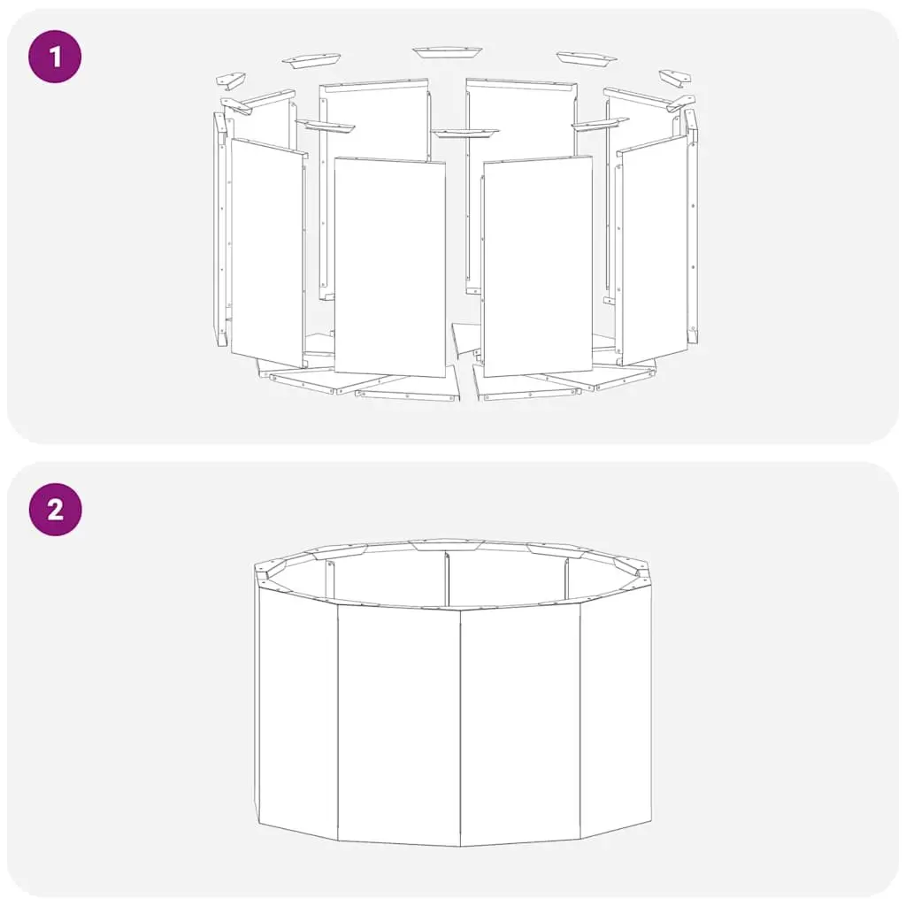 Round Steel Garden Planter Black 60x60x35cm Outdoor Pot
